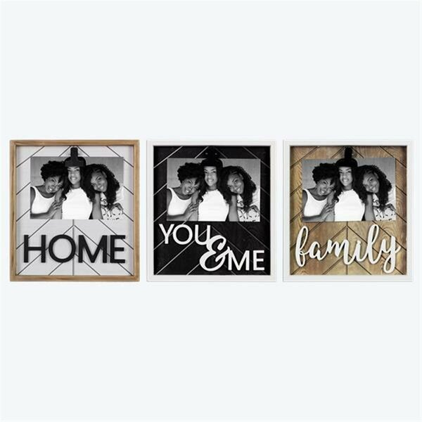 Youngs 4 x 6 in. Wood Framed Photo Clip with 3D Typography, Black, White & Natural 21349